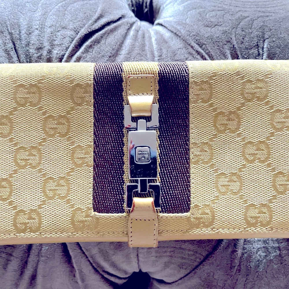 Authentic!! Gucci Web Long Bifold Wallet